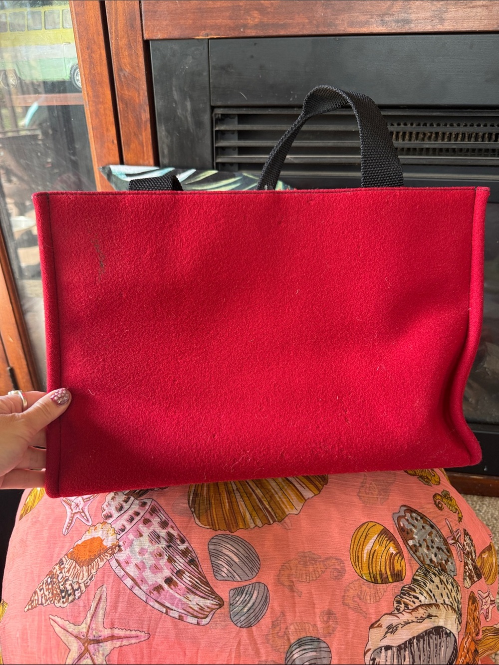kate spade Red Tote with Black Handles and 'have courage' Detail. Vintage. - Picture 7 of 11